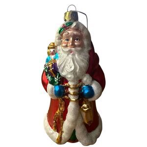 VTG Brass Key Presents Christmas Treasures Santa hand-crafted glass ornaments.
